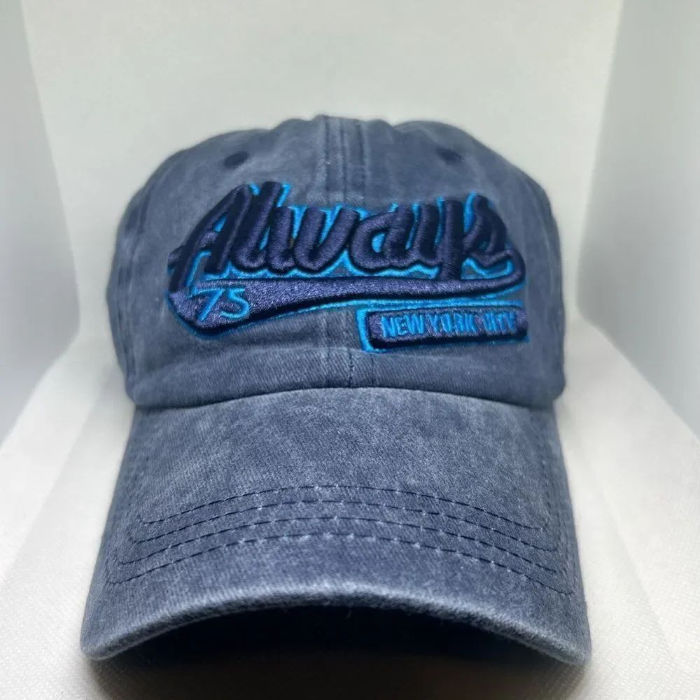 “Always 75 New York City” Vintage-Washed Blue Baseball Cap